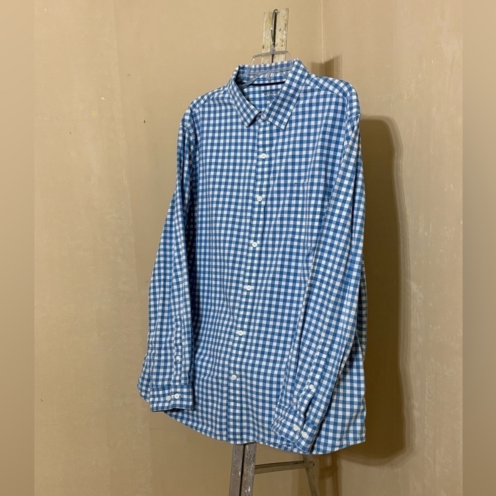 Amazon Essentials Blue and White Gingham Casual Button Down Shirt Regular Sz XL - Picture 2 of 7